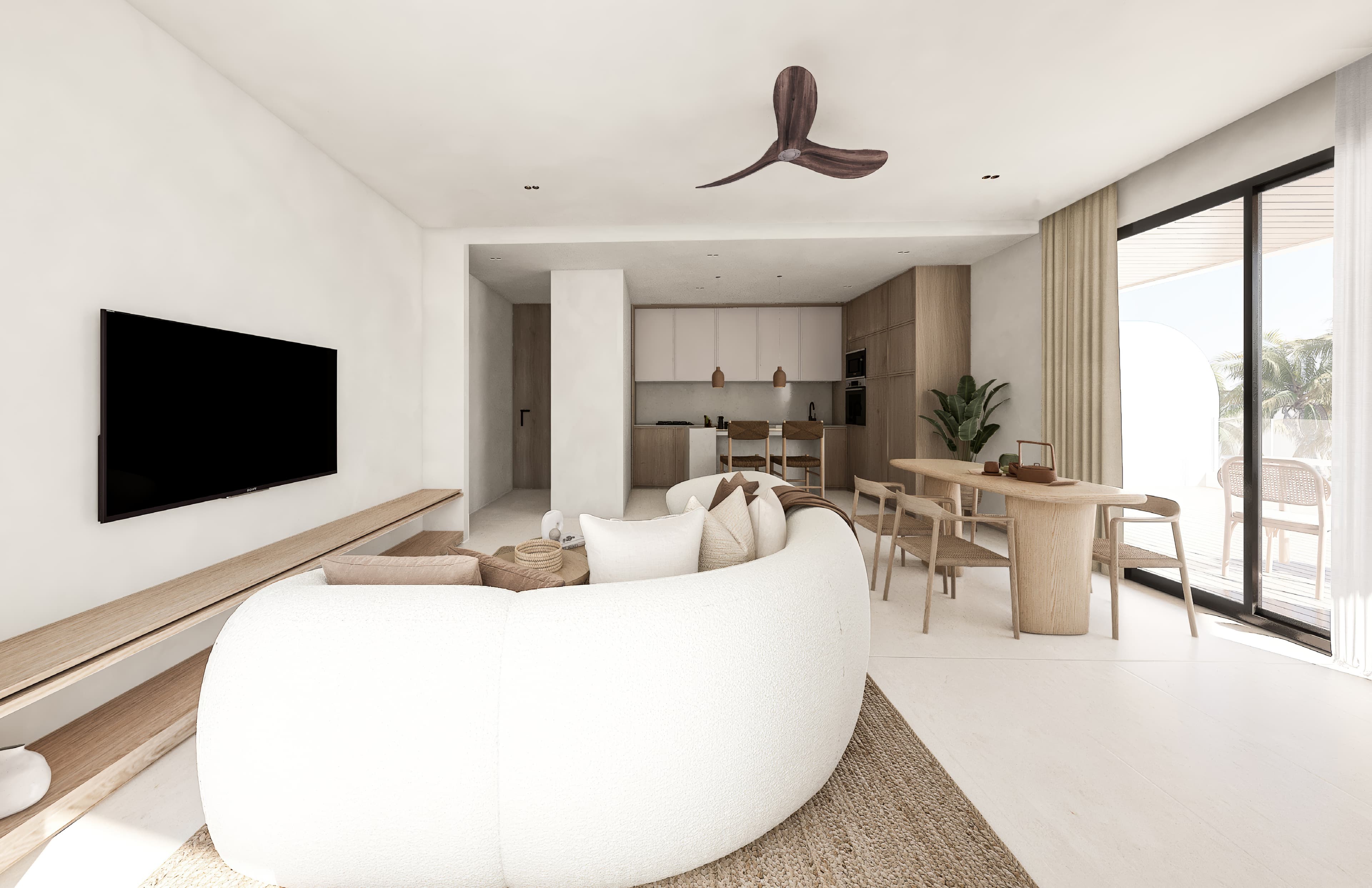 Living room and kitchen